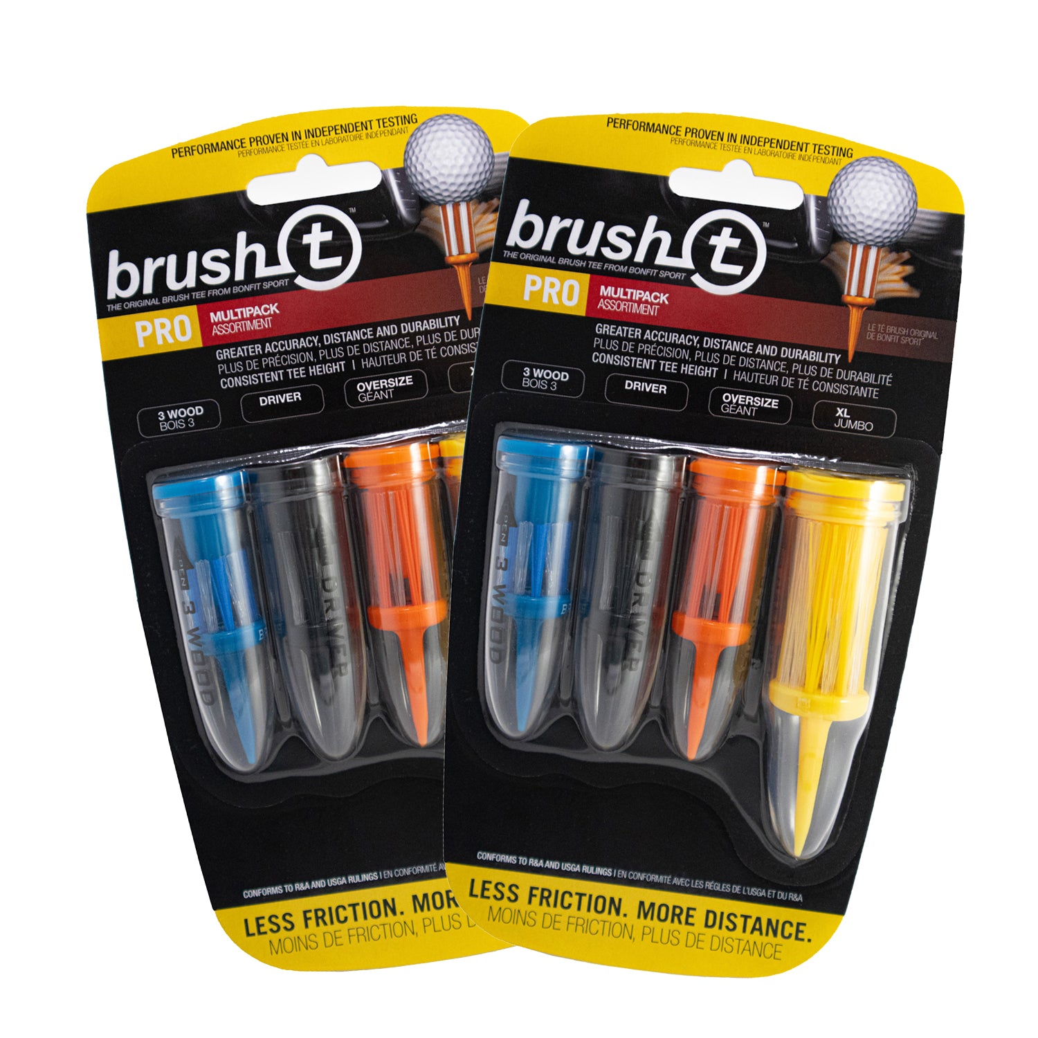 BRUSH-T 4 Pack Combo Bundle | Premium Plastic Golf Tees