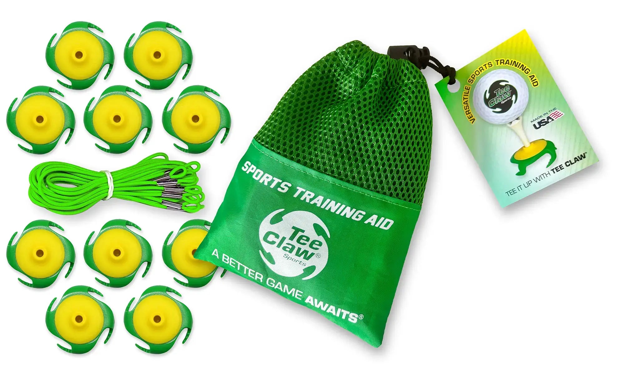 Tee Claw (10) Pack: Green-Yellow